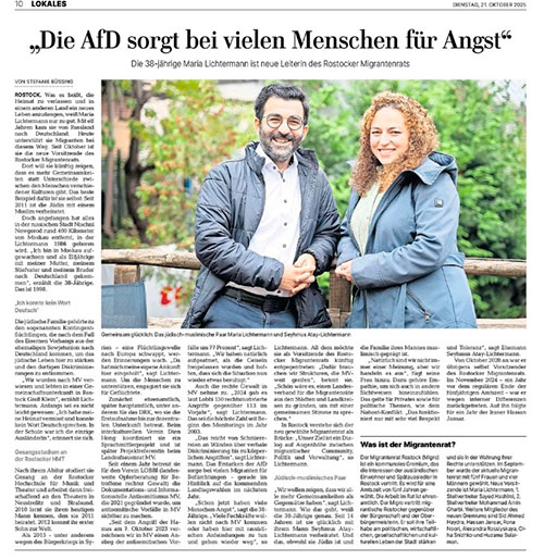 OZ, 21.10.25, S. 10, Die AFD sorgt bei vielen Menschen für Angst, Stefanie Büssing